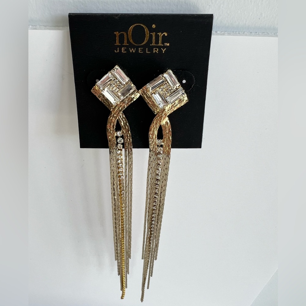 nOir Jewelry (at Nordstroms) - Long Dangly Gold and Rhinestone Earrings
